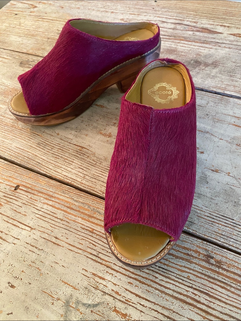 Ecotō  Pony Fur Open-Toe Clog Mule
